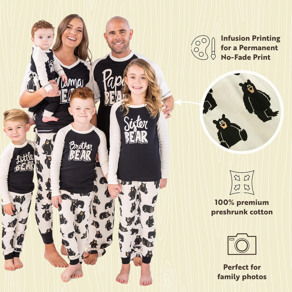 Matching Family Pajama Sets for Adults, Kids, and Baby Family Bear